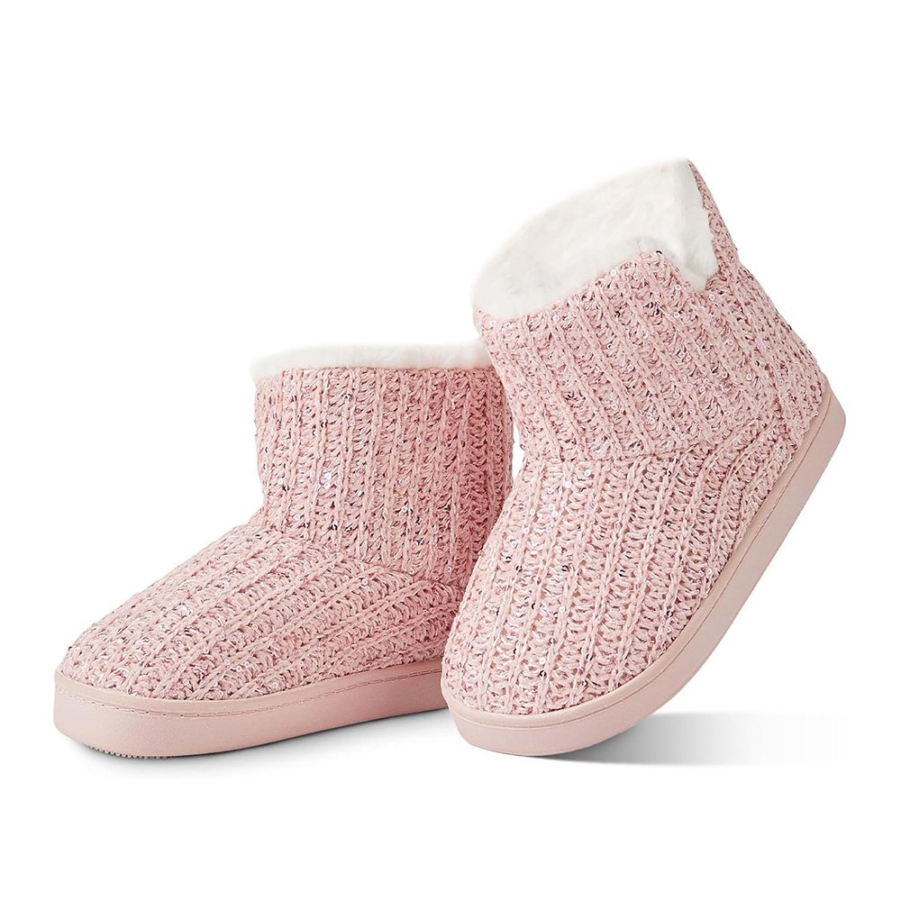 Women's Winter Warm Chenille Bootie Slippers with Comfy Plush Lining Plush Fleece Memory Foam Indoor Outdoor Ankle Boots