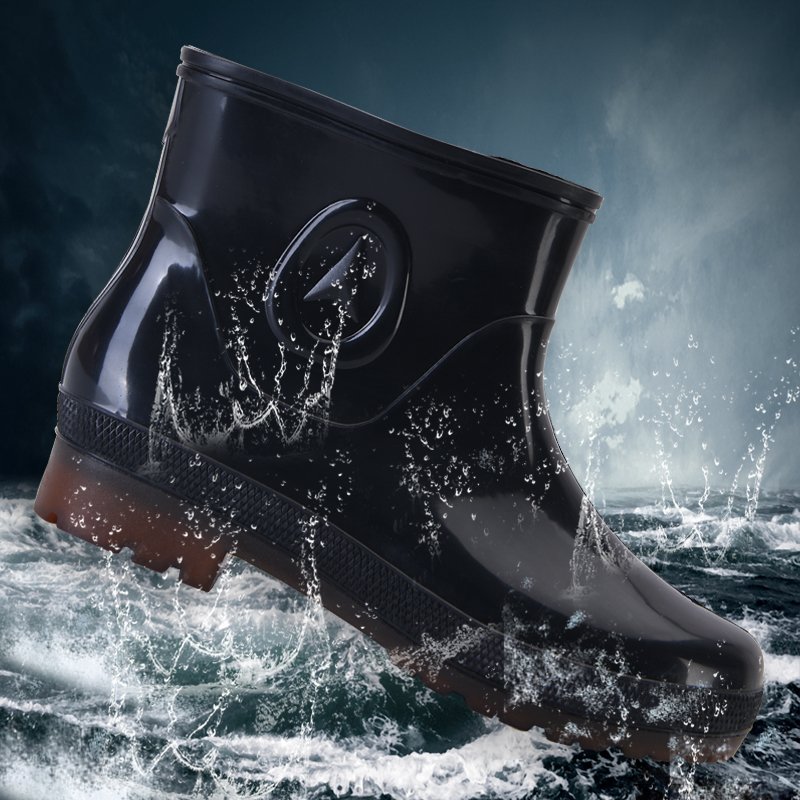 Men ankle waterproof PVC rain boot anti-slip garden work boot firm upper fashion rain boot gumboots