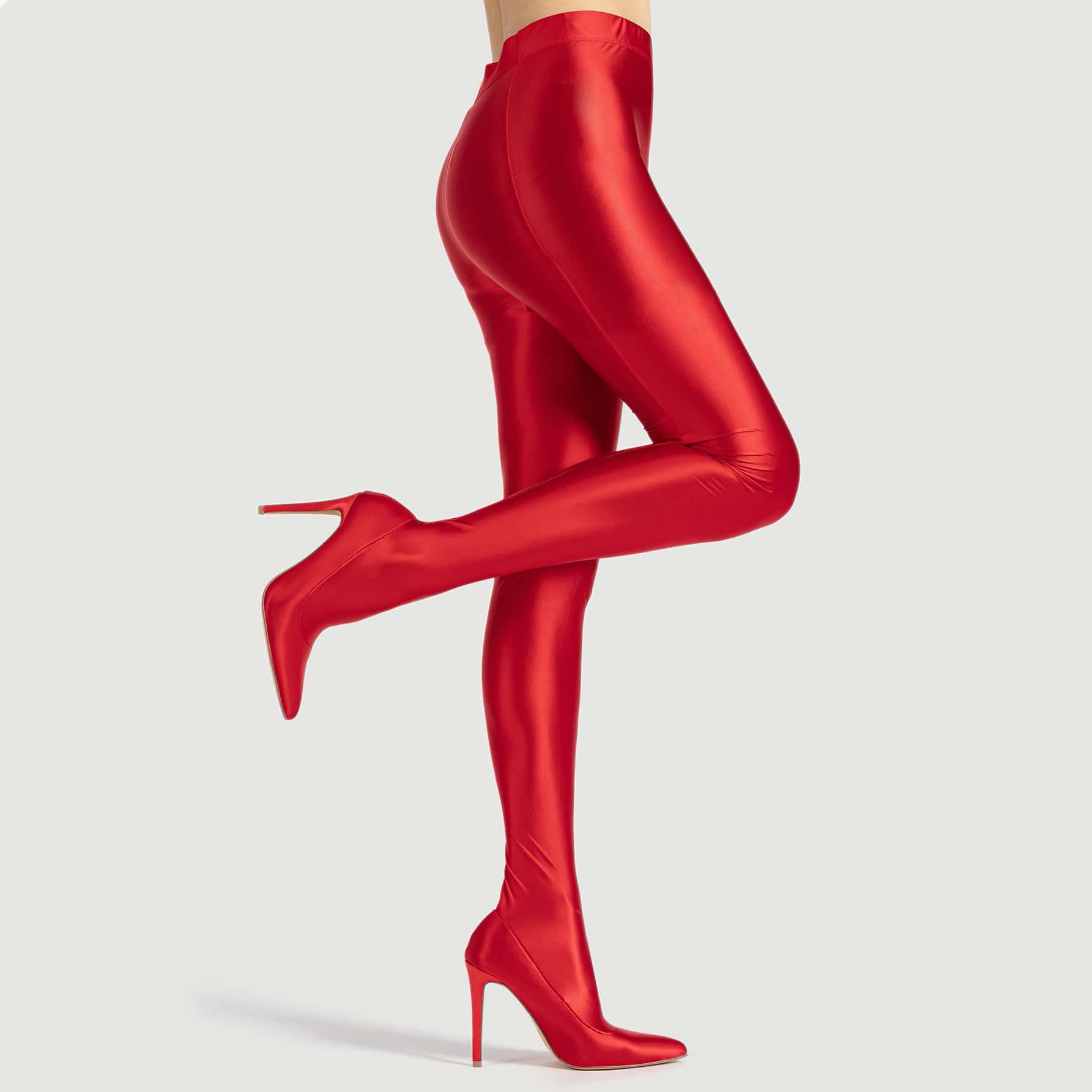 Custom Neon Hybrid Leggings Pointy Point Slip on Over the Knee Boots thigh high Toe Stiletto Heeled Sock Boots for Women Lady