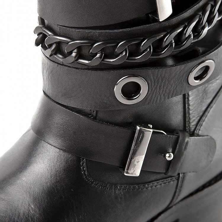 2021 winter fashion classic style equestrian chains leather designer boots women ankle hiking boots