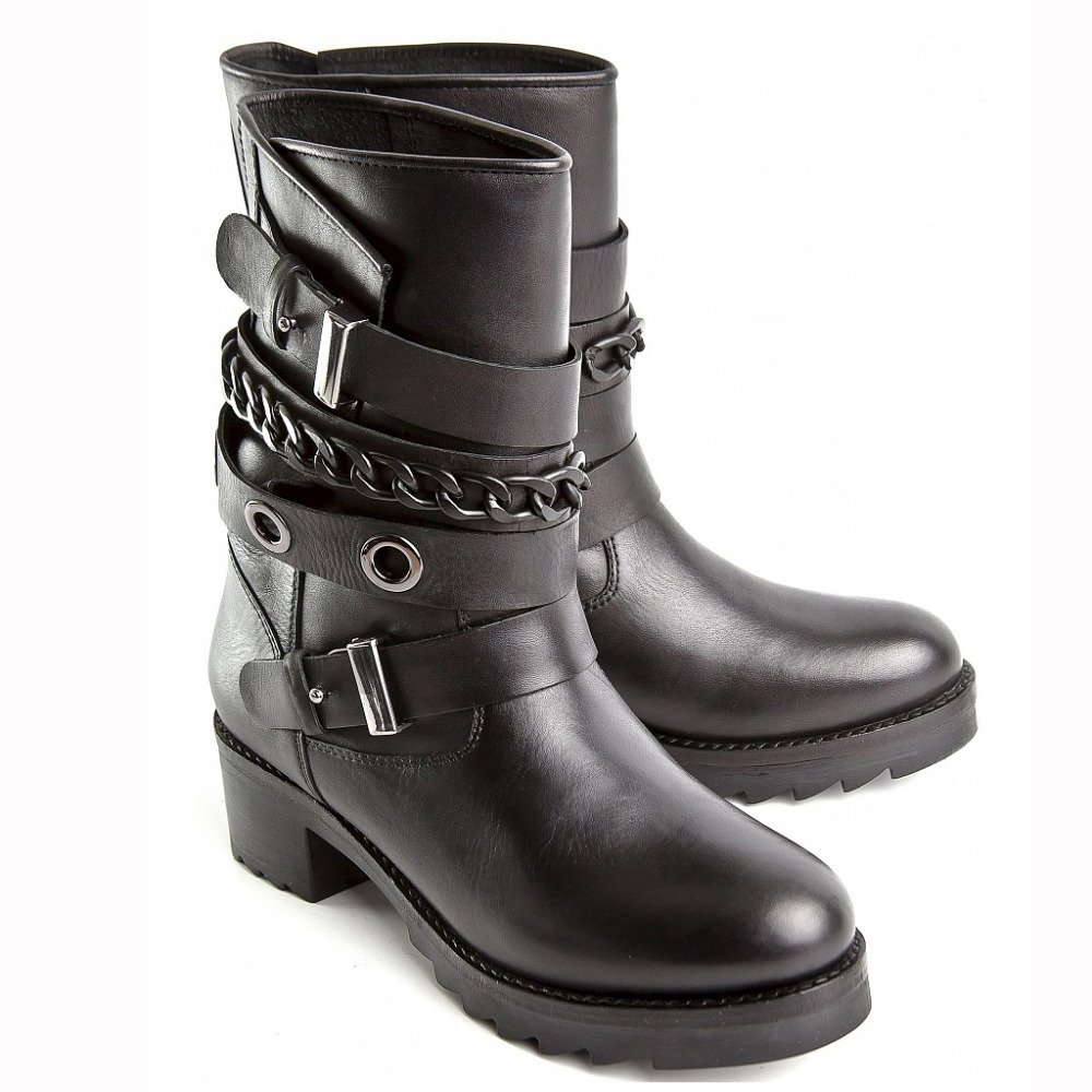 2021 winter fashion classic style equestrian chains leather designer boots women ankle hiking boots
