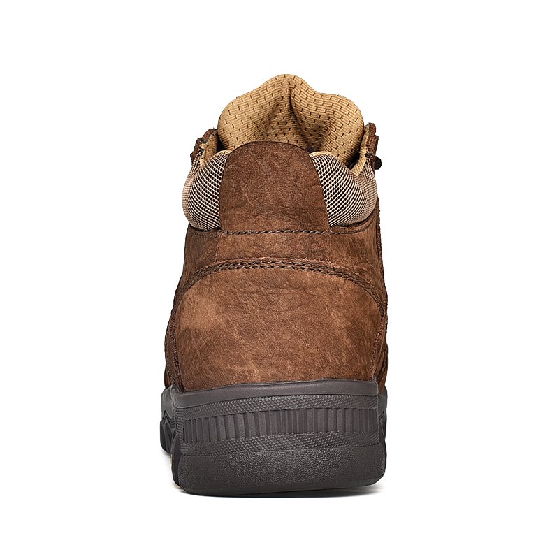 Men's Tooling Boots Outdoor Hiking & Trekking Work & Safety Boots Puncture-resistant Cow Leather High-top Lace Up Winter Cotton