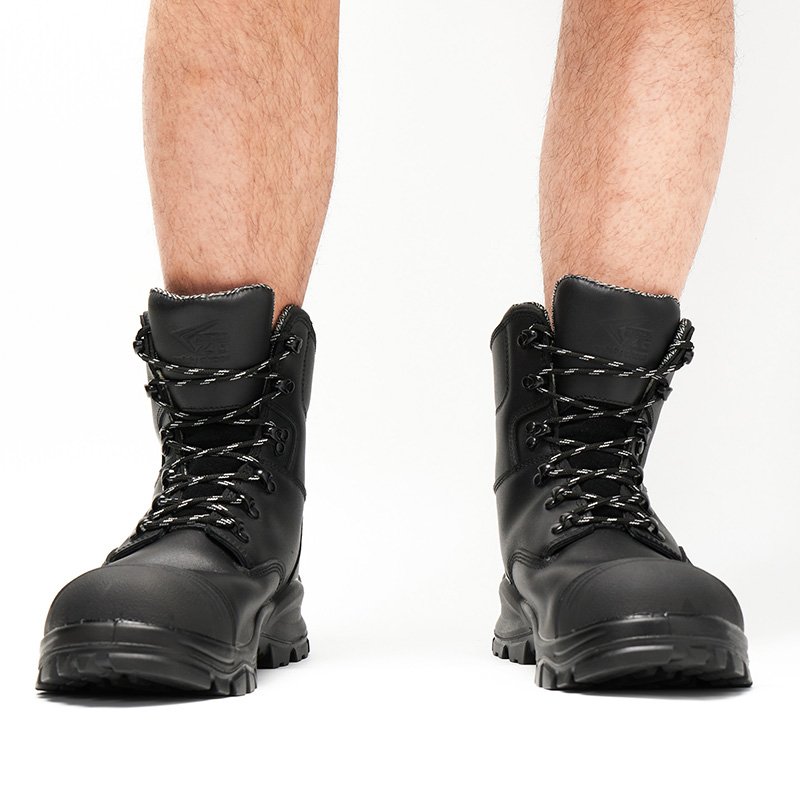 sapatos de trabalho Customized black high cut genuine leather safety boots work boots with PU oursole for men