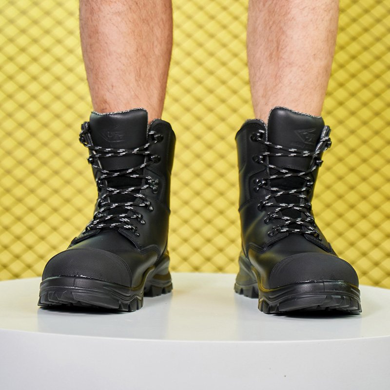 sapatos de trabalho Customized black high cut genuine leather safety boots work boots with PU oursole for men
