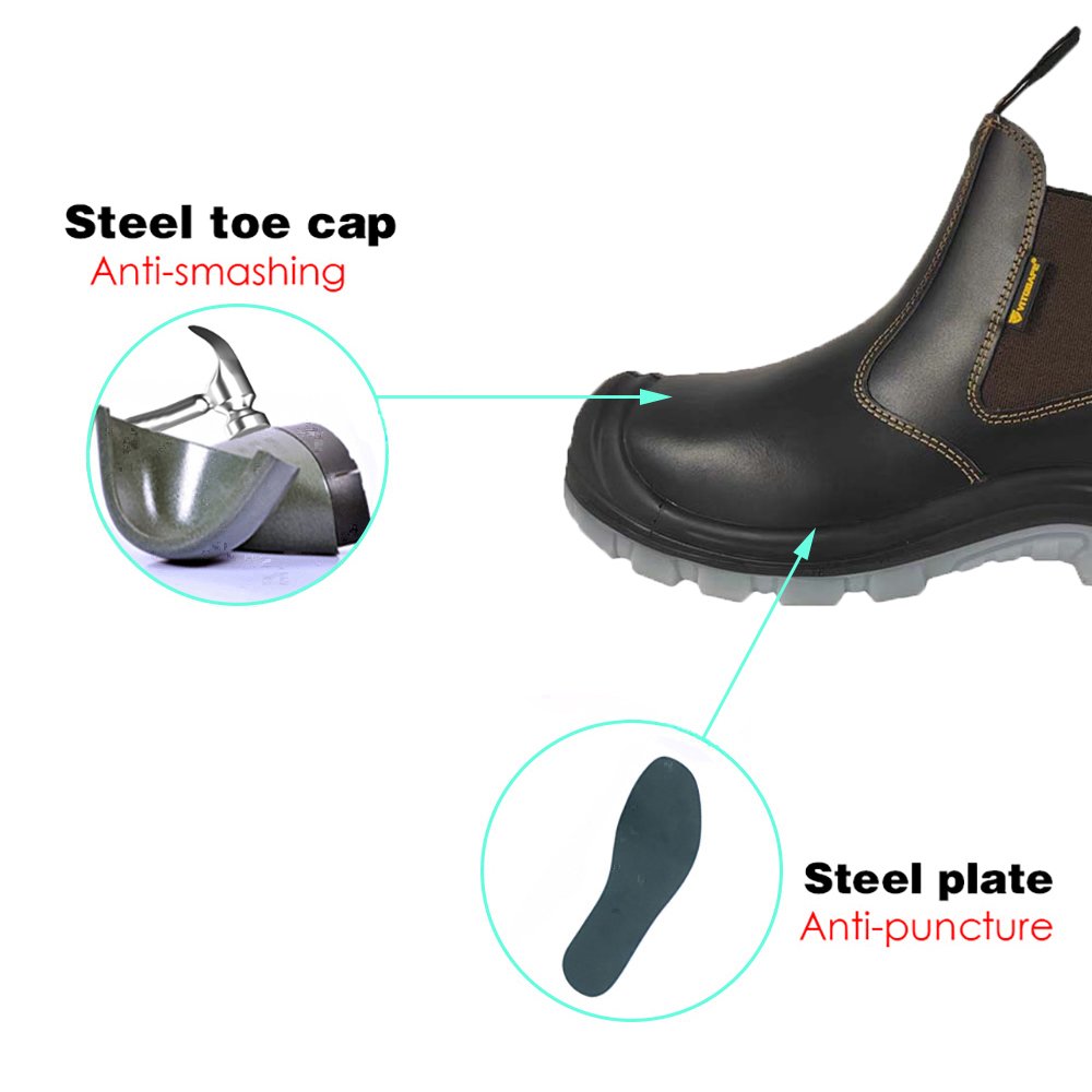 Custom Genuine Leather Anti-slip TPU Outsole Steel Toe Work Boots Safety Shoes for Men