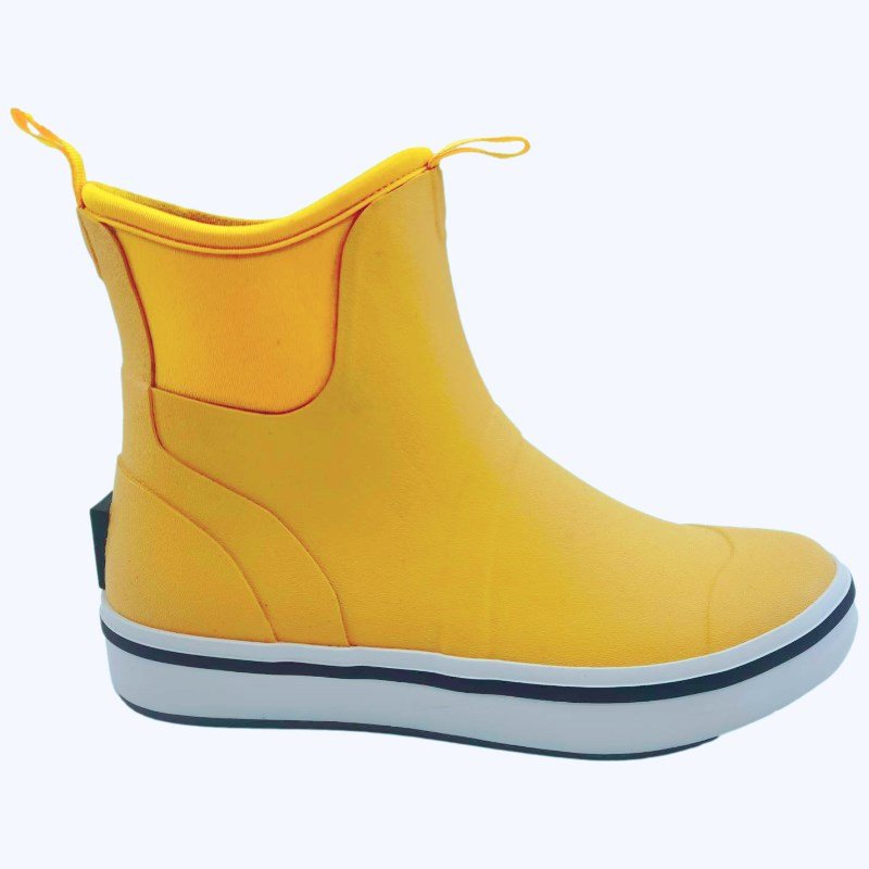 Men Yellow Camping Waterproof Rain Shoes Neoprene Rubber Footwear Ankle Deck Boots for Gardening Fishing Hunting