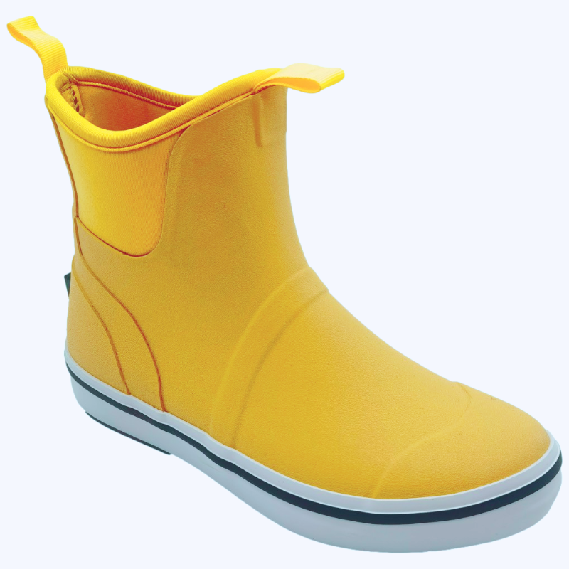 Men Yellow Camping Waterproof Rain Shoes Neoprene Rubber Footwear Ankle Deck Boots for Gardening Fishing Hunting