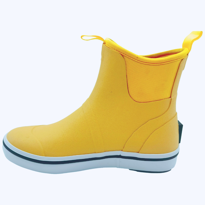 Men Yellow Camping Waterproof Rain Shoes Neoprene Rubber Footwear Ankle Deck Boots for Gardening Fishing Hunting
