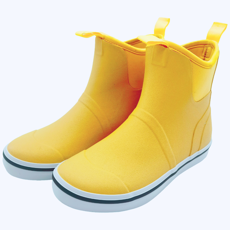 Men Yellow Camping Waterproof Rain Shoes Neoprene Rubber Footwear Ankle Deck Boots for Gardening Fishing Hunting