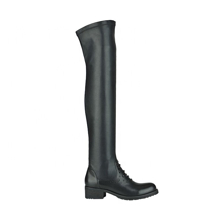 custom oem black russian winter over the knee women leather boots