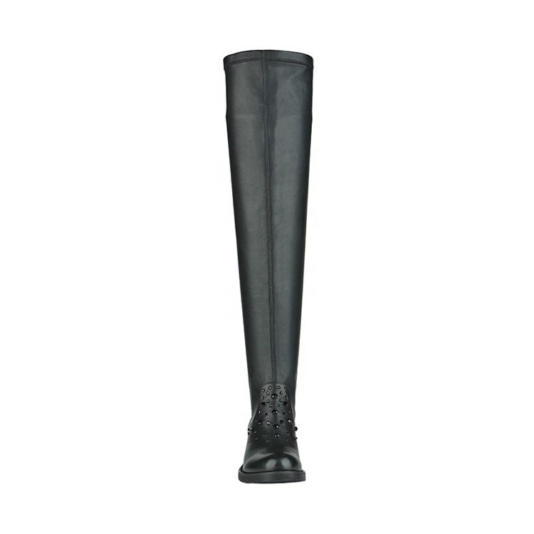 custom oem black russian winter over the knee women leather boots