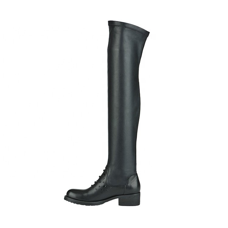 custom oem black russian winter over the knee women leather boots