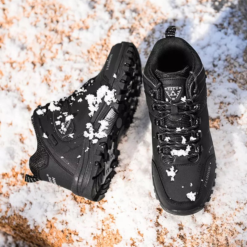 Custom Design High Heel Waterproof Outdoor Large Size Mens Winter Snow Hiking Boots Shoes