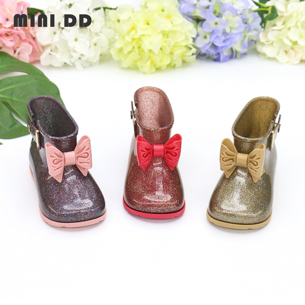 Custom Kid Jelly Water Shoes Girl Bow Ankle Boots Clear PVC Jelly Shoes Children's Fashion Rain Shoes