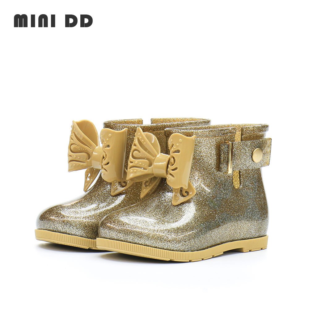 Custom Kid Jelly Water Shoes Girl Bow Ankle Boots Clear PVC Jelly Shoes Children's Fashion Rain Shoes