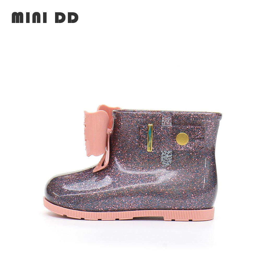 Custom Kid Jelly Water Shoes Girl Bow Ankle Boots Clear PVC Jelly Shoes Children's Fashion Rain Shoes