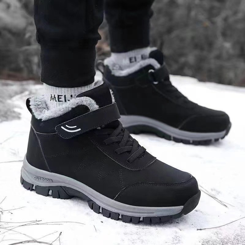 Men's Winter Warm Cotton Shoes 2024 New Classic Fashion Retro Plush Comfortable Anti Slip Snow Boots Outdoor Sports Casual Shoes