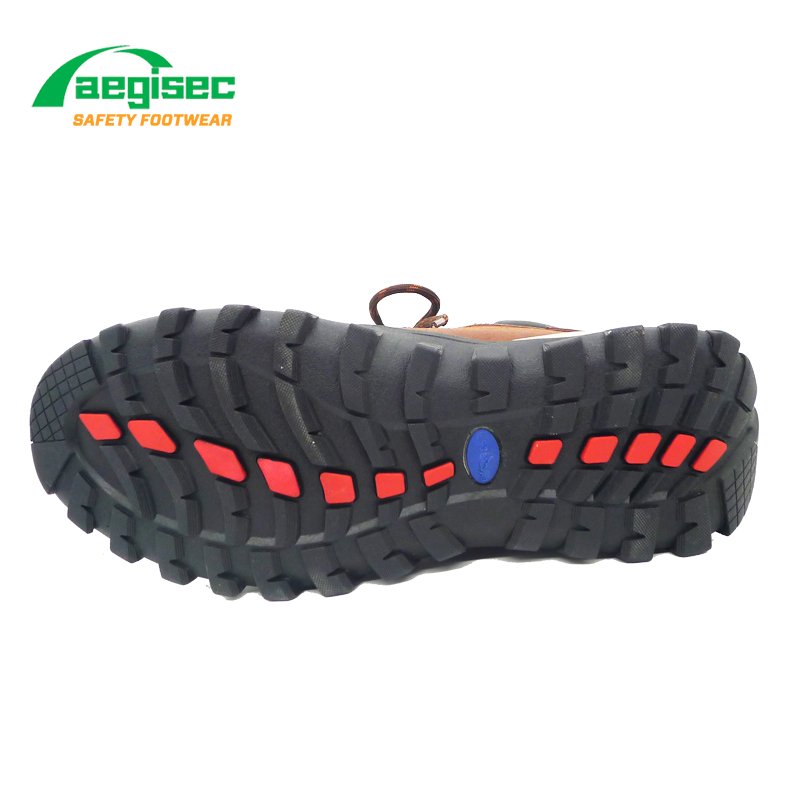AEGISEC crazy horse slip resistant rubber sole penetration protection woodland industrial safety shoes steel toe men's work boot