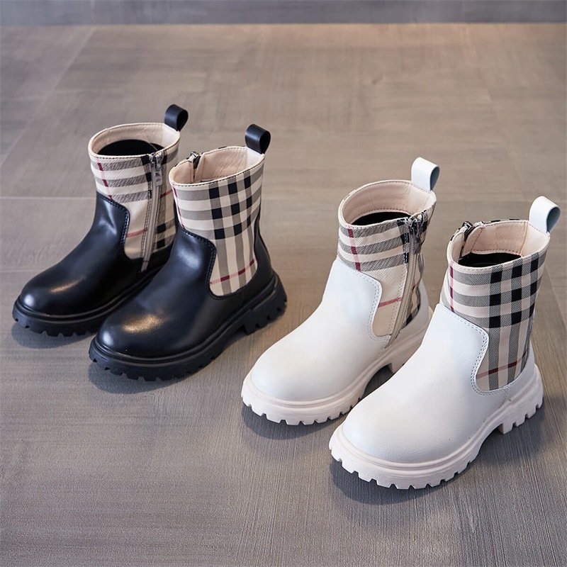 Children's Martin boots kids girls' single British style girls' short light-weight flst fashion boots in big children tide boots