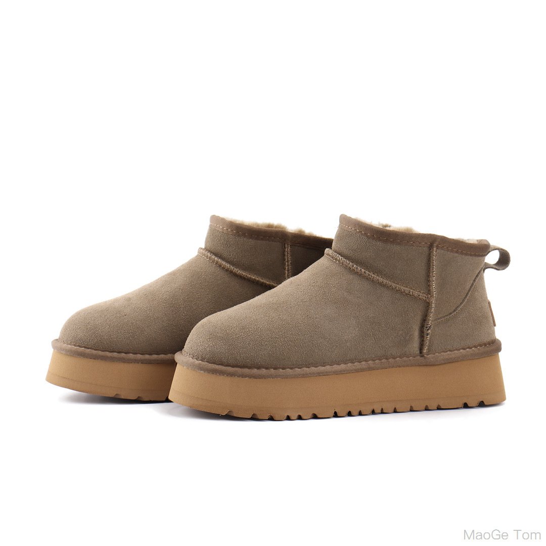 Wholesale designer shoes fashion brand winter warm flat platform boots ankle fur snow boots for women