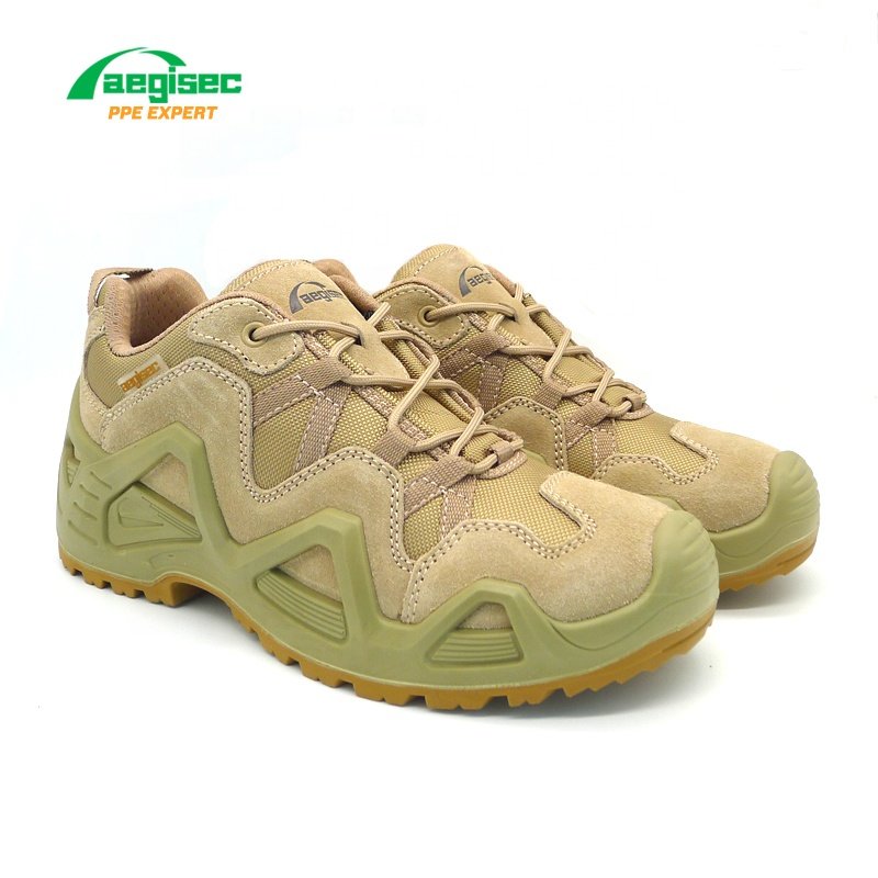 AEGISEC green tactical boots suede leather desert boots slip resistant PU sole jungle boots men