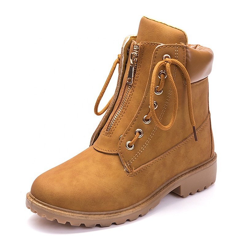 Vintage stylish PU leather wholesale China factory fashion durable girls' women's ankle boots