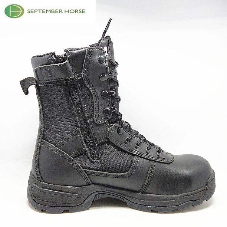 Waterproof Other Black leather Zipper Boots