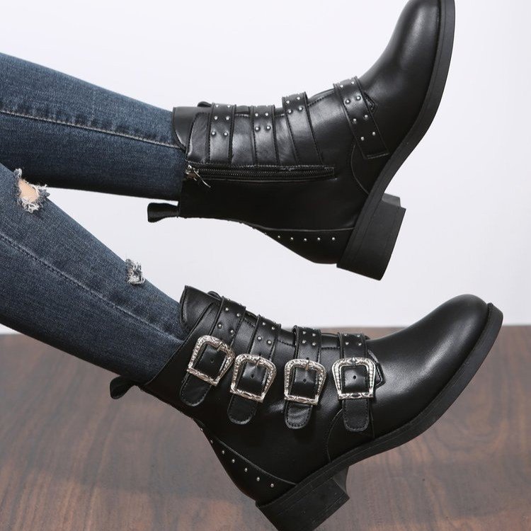 Women Fancy Flats Shoe Ladies Chelsea New Style Leather Boots