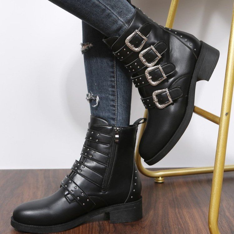 Women Fancy Flats Shoe Ladies Chelsea New Style Leather Boots