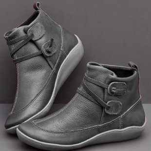 Hot Sale Custom Vintage Soft Sole Mid-High Calf Boot Shoes Womens Ankle Boots Flat Women's Boot