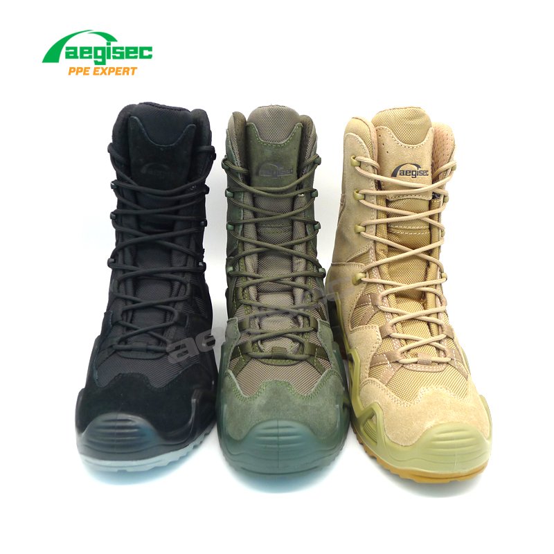 AEGISEC tactical security boots slip resistant PU sole desert boots men shoes suede leather jungle boots