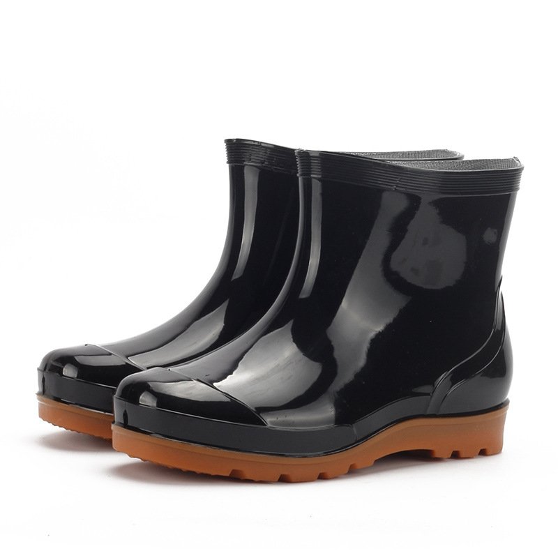 New Simple Mid Top Rain Shoes for Men's Waterproof Anti Slip Car Wash Fishing Water Boots for Men