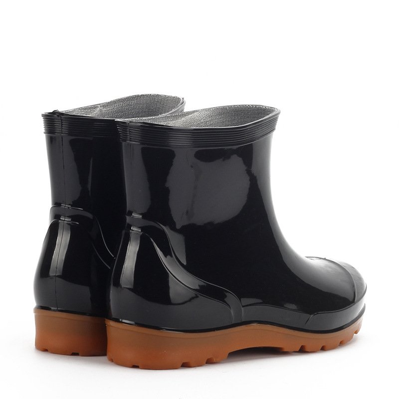 New Simple Mid Top Rain Shoes for Men's Waterproof Anti Slip Car Wash Fishing Water Boots for Men