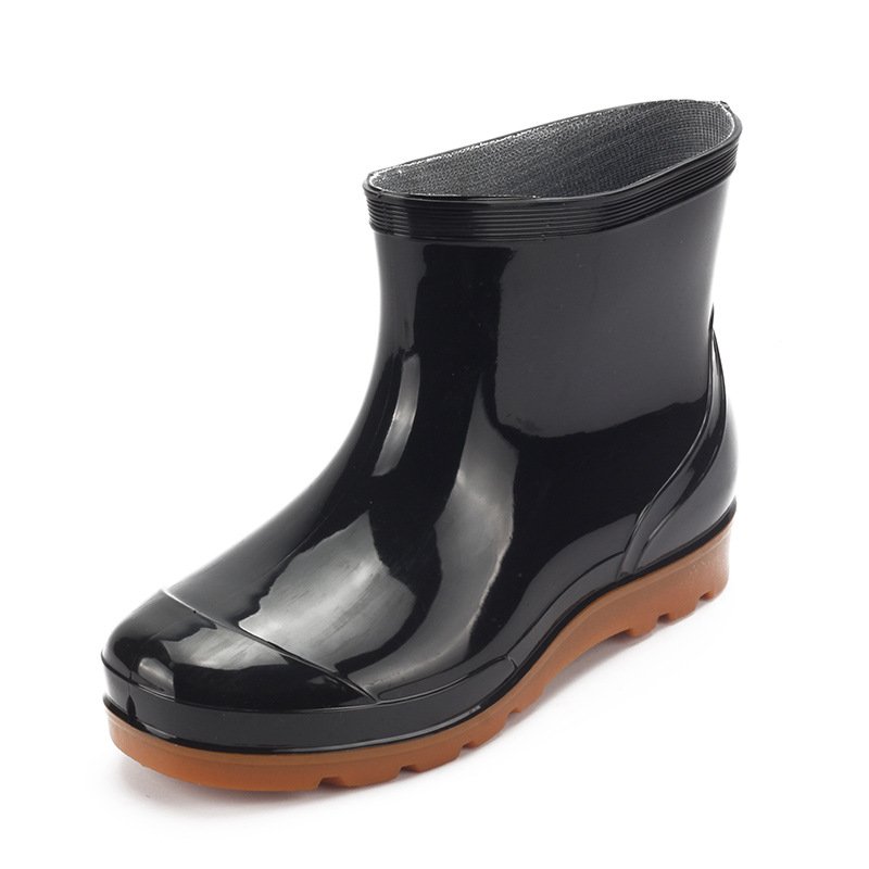 New Simple Mid Top Rain Shoes for Men's Waterproof Anti Slip Car Wash Fishing Water Boots for Men
