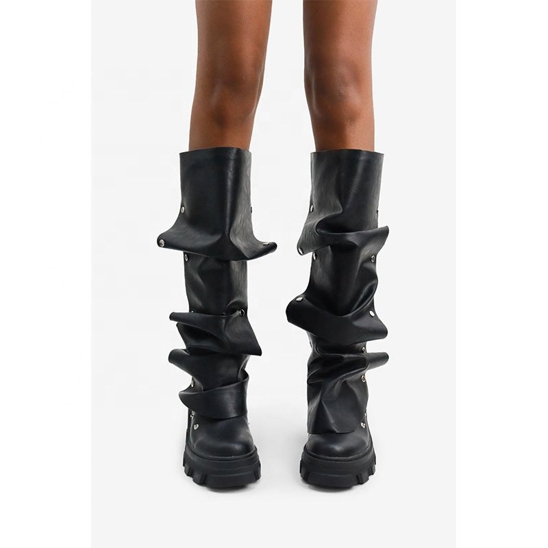 New Custom Ladies Long Boots Size 43 Wide Calf Loose Fit High Platform Women Thick Sole Knee Boots