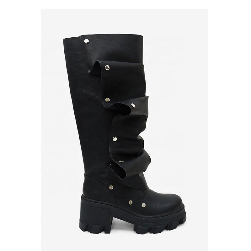 New Custom Ladies Long Boots Size 43 Wide Calf Loose Fit High Platform Women Thick Sole Knee Boots