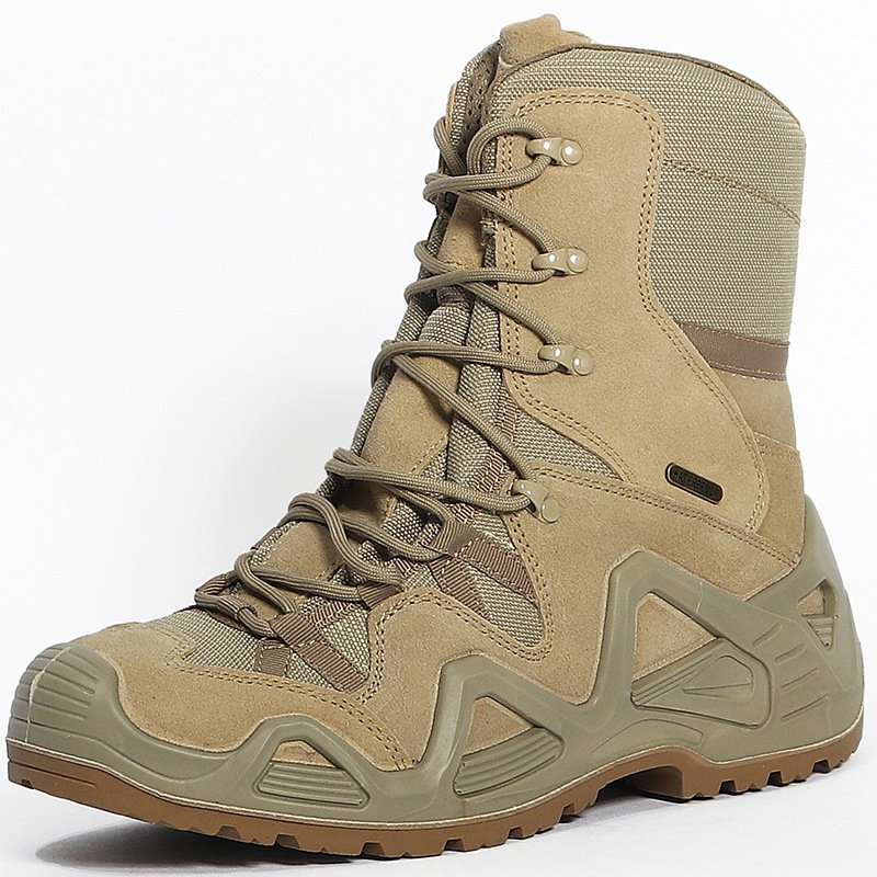 High Quality Waterproof High Top Brown Black Green Leather Combat Tactical Boots