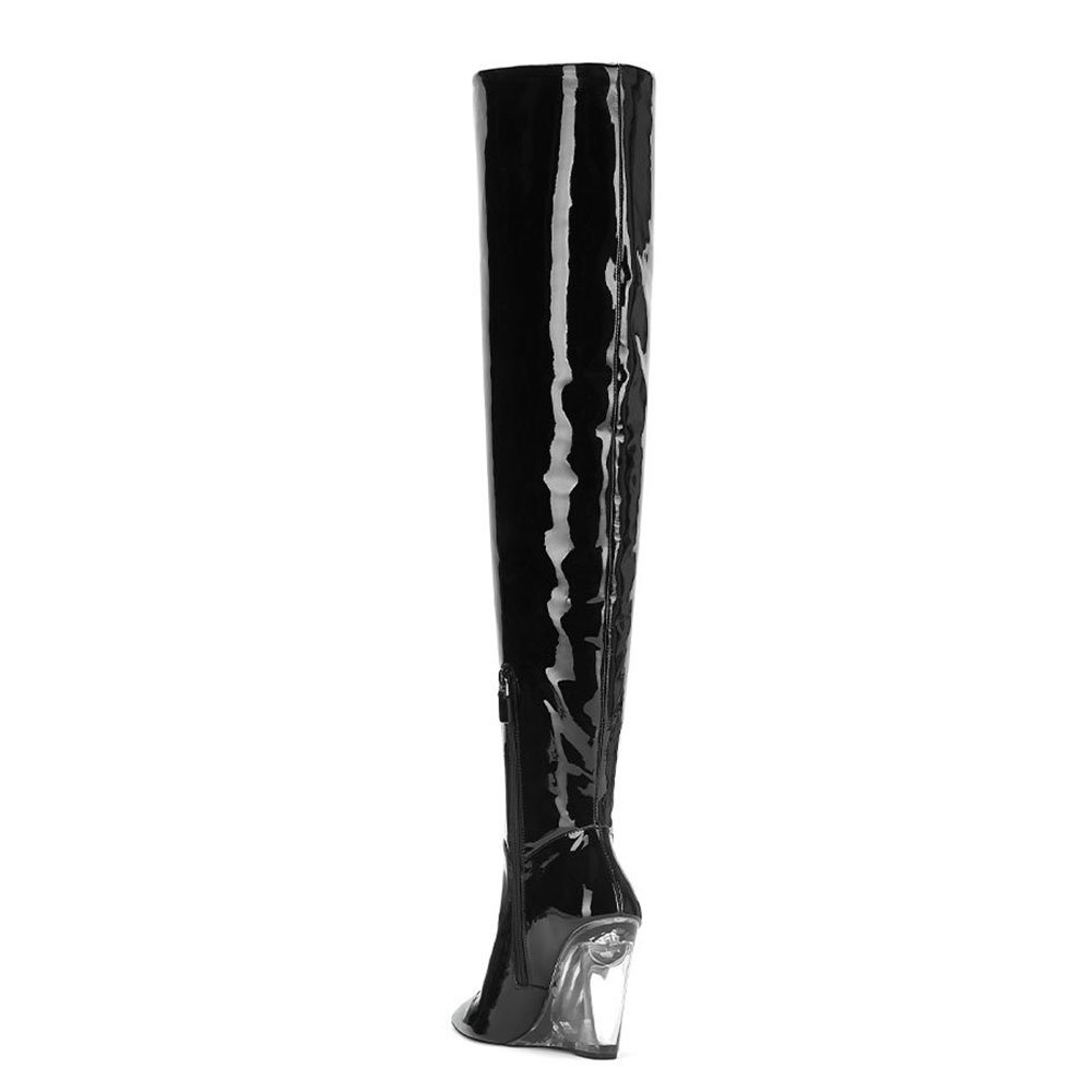 Wholesale Boots Winter Large Wedges Crystal Heel Shoes Winter Black Boots For Women