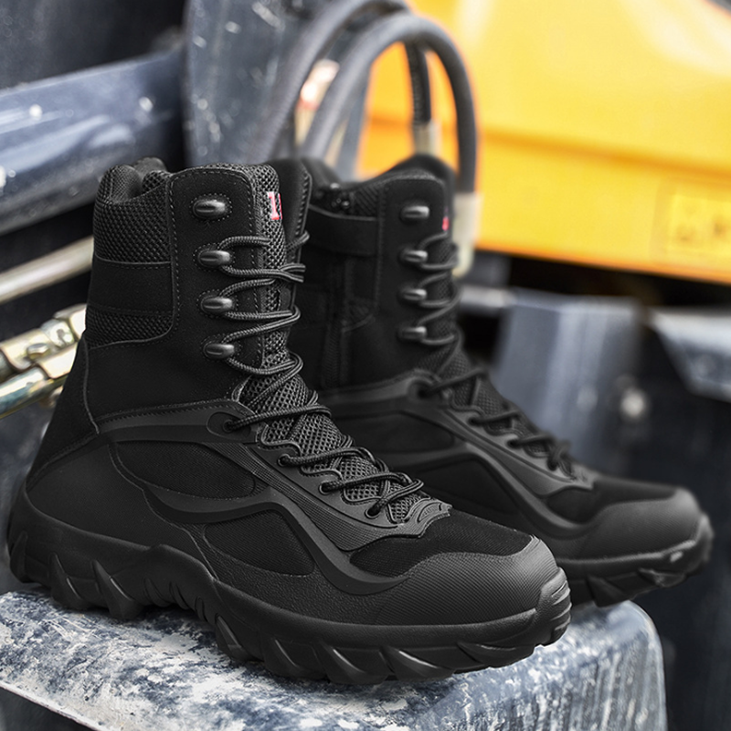 2024 new high quality outdoor waterproof rubber leather boots men's desert jungle shoes