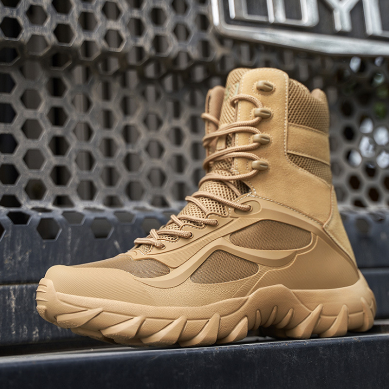 2024 new high quality outdoor waterproof rubber leather boots men's desert jungle shoes