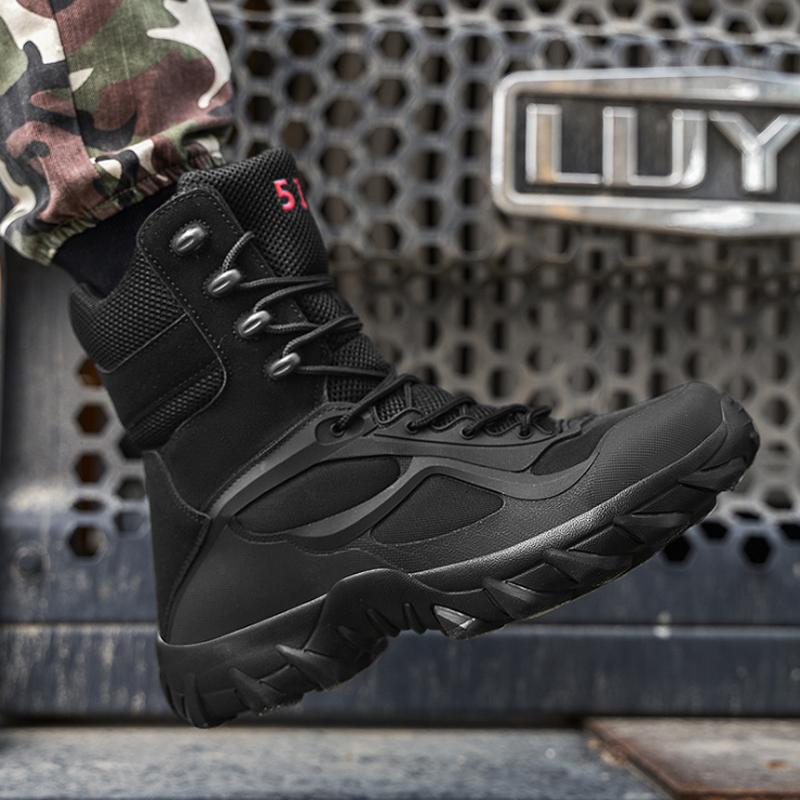 2024 new high quality outdoor waterproof rubber leather boots men's desert jungle shoes