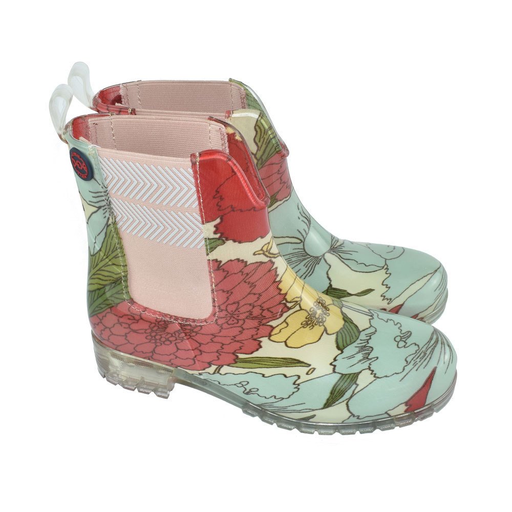 Women Colorful PVC Ankle Rain Boots Fashion Shoes Waterproof Adult Handmade Cotton Fabric Outdoor Waterproof Shoes for Girl