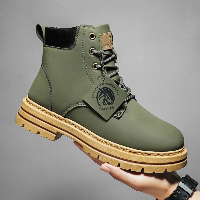 Autumn new British style soft leather soft sole retro short men's tooled boots