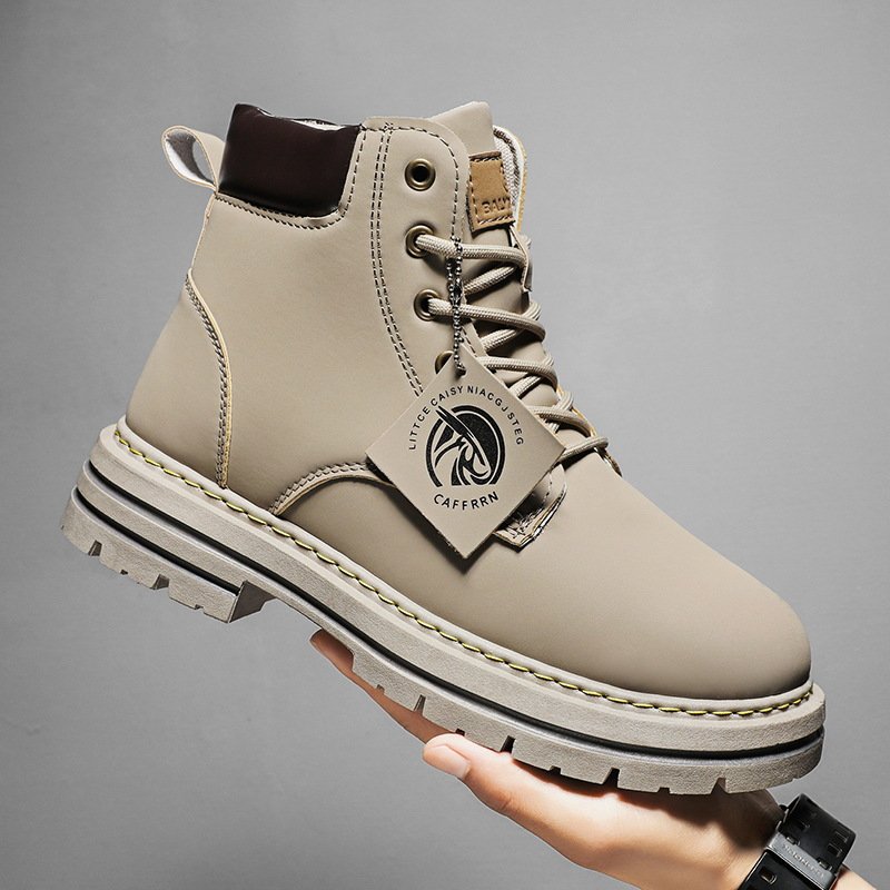 Autumn new British style soft leather soft sole retro short men's tooled boots