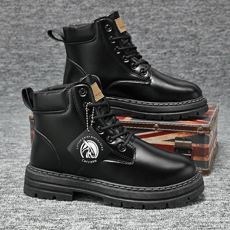 Autumn new British style soft leather soft sole retro short men's tooled boots