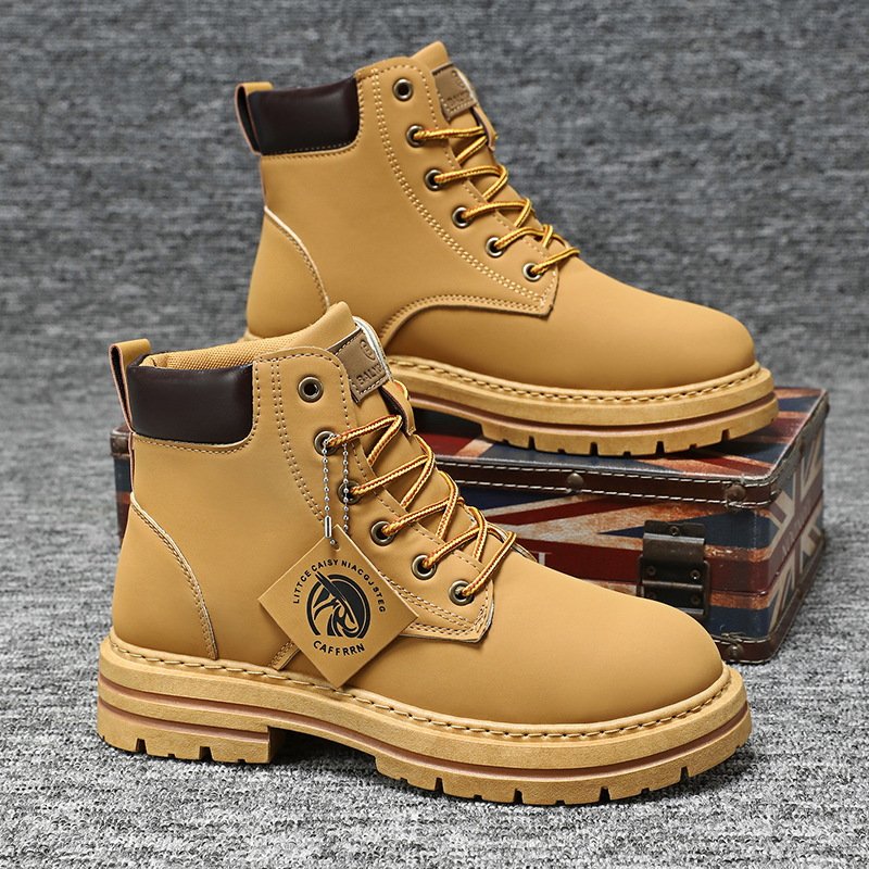Autumn new British style soft leather soft sole retro short men's tooled boots