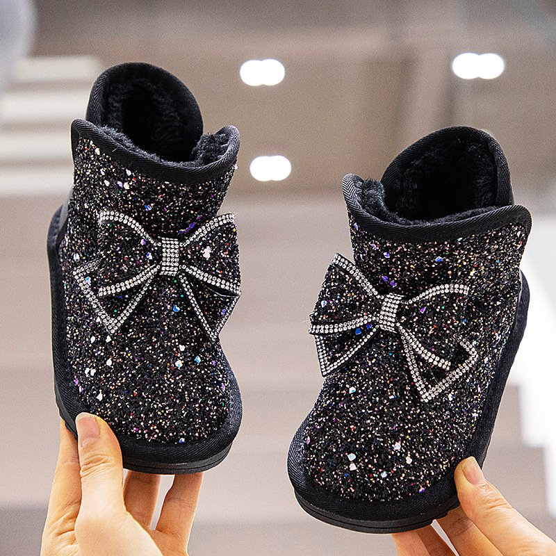 New Fashion Non Slip Winter Fashion Children Shoes Girls Boots with Glitter Cute Baby Toddler Snow Boots Kids Short Boots