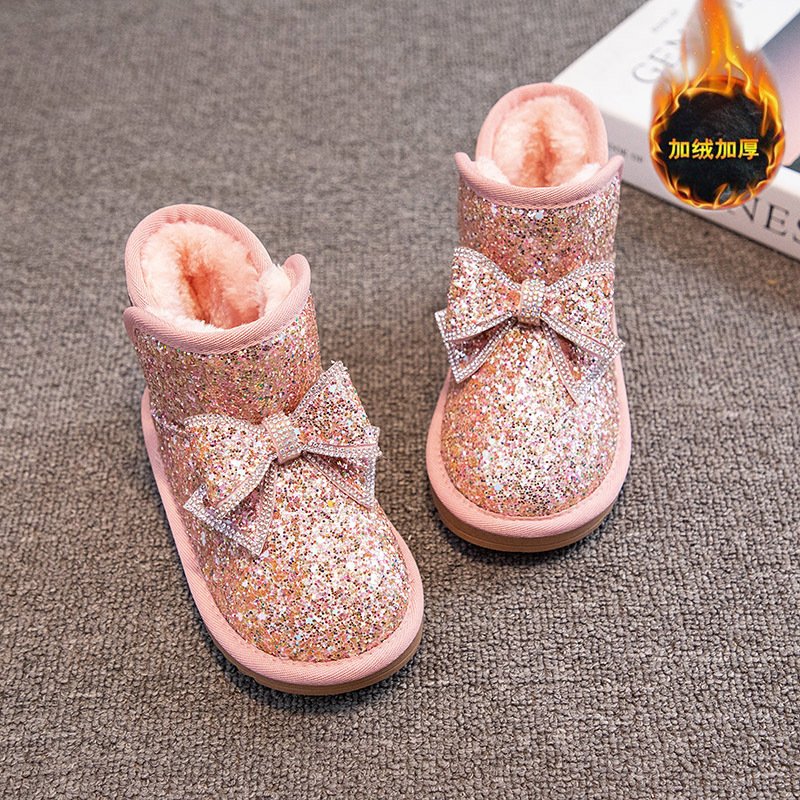 New Fashion Non Slip Winter Fashion Children Shoes Girls Boots with Glitter Cute Baby Toddler Snow Boots Kids Short Boots