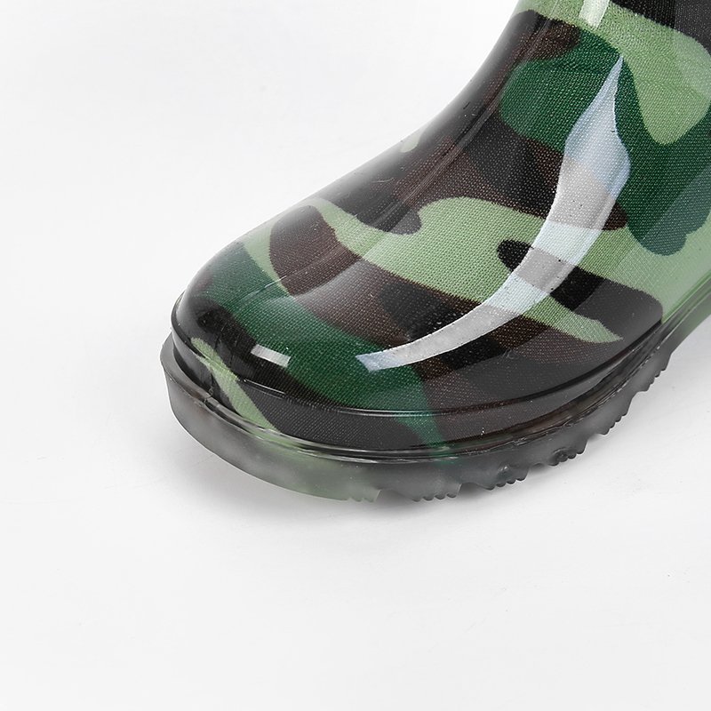 Wholesale PVC Material Green Camouflage cheap plastic Children's Rain Boots