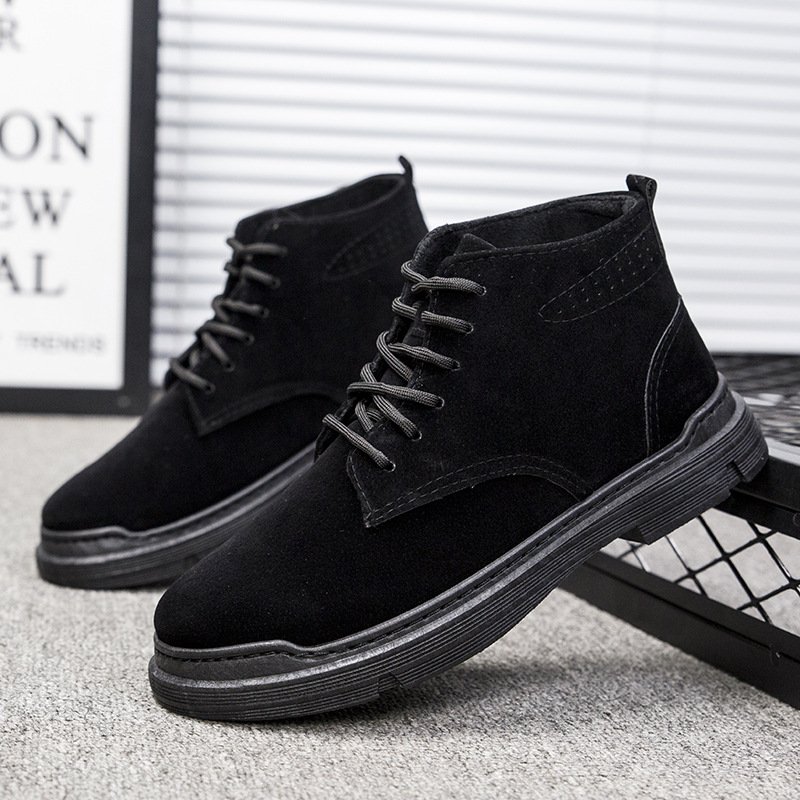 Men Winter Leather Warm Comfortable Footwear Fur Waterproof Ankle Boots Lace Up Shoes